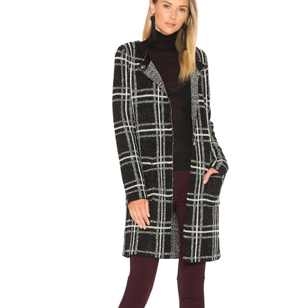 Sanctuary Serge City Sweater Coat Windowpane Check